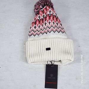 Fire + Ice White and Red Knit Beanie
